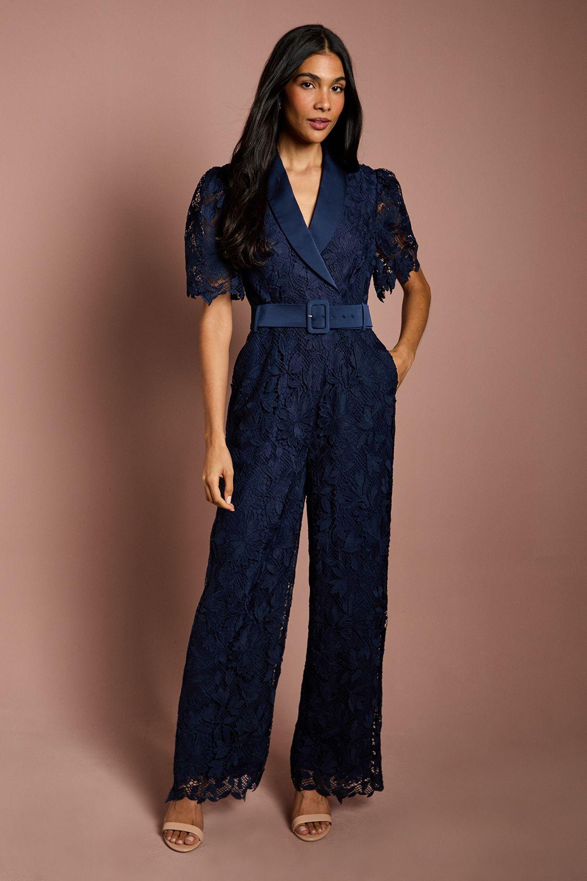 Short Sleeve Lace Wide Leg Jumpsuit by COAST
