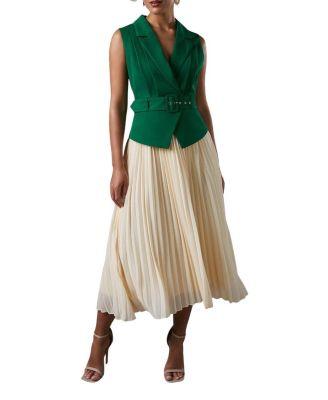 Sleeveless Crepe Pleated Midi Dress by COAST