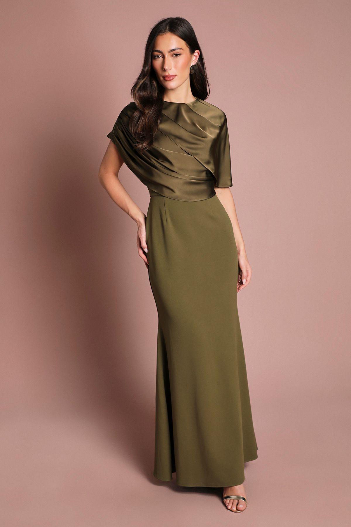 Slinky Draped Detail Fishtail Maxi Dress by COAST