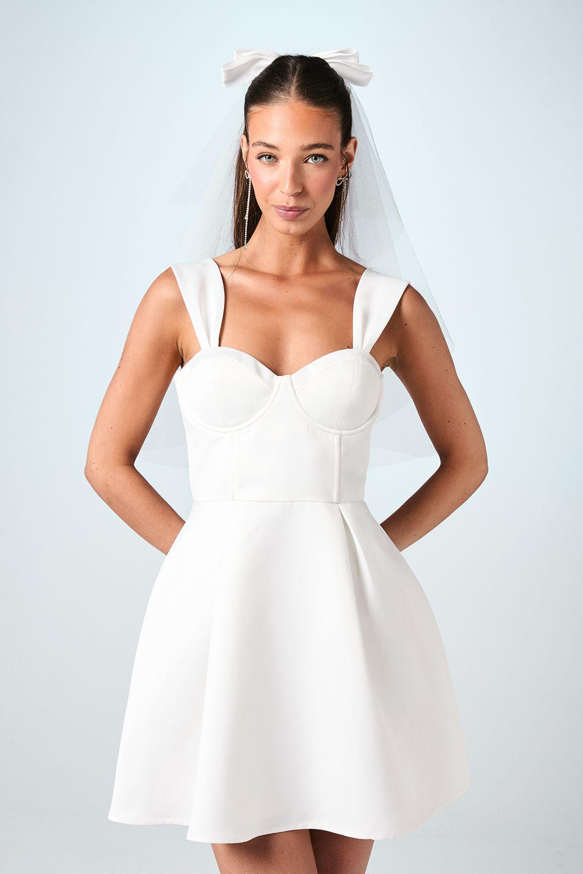 Sweetheart Fit and Flare Mini Wedding Dress by COAST