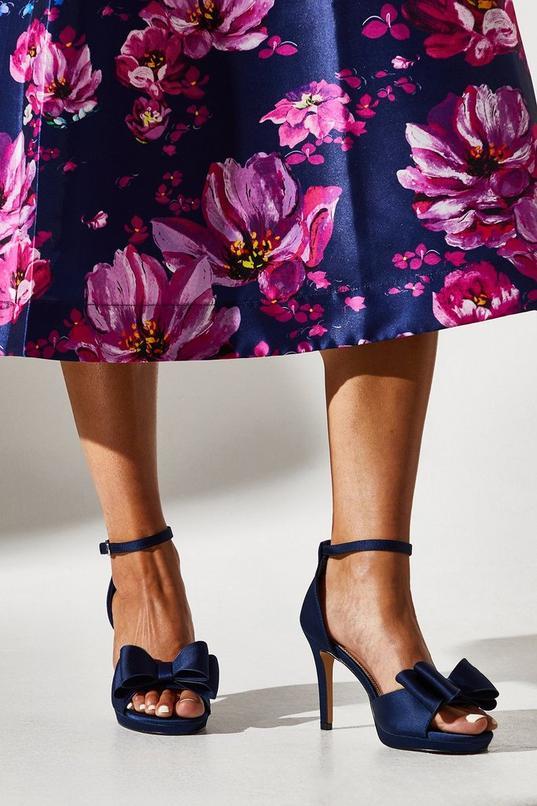 Tala Satin Structured Bow High Heel Platform Sandals by COAST