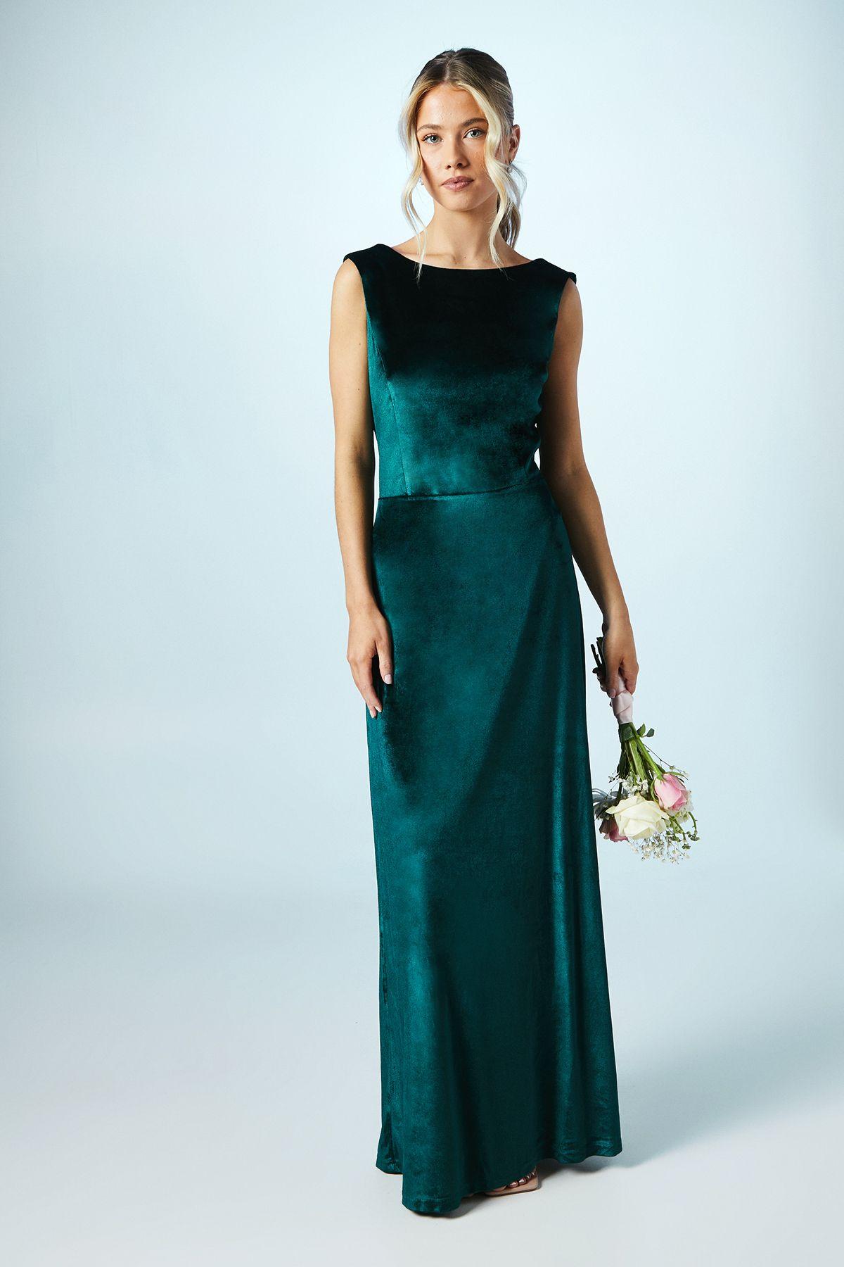 Teen Coast Cowl Back Velvet Bridesmaid Maxi Dress by COAST