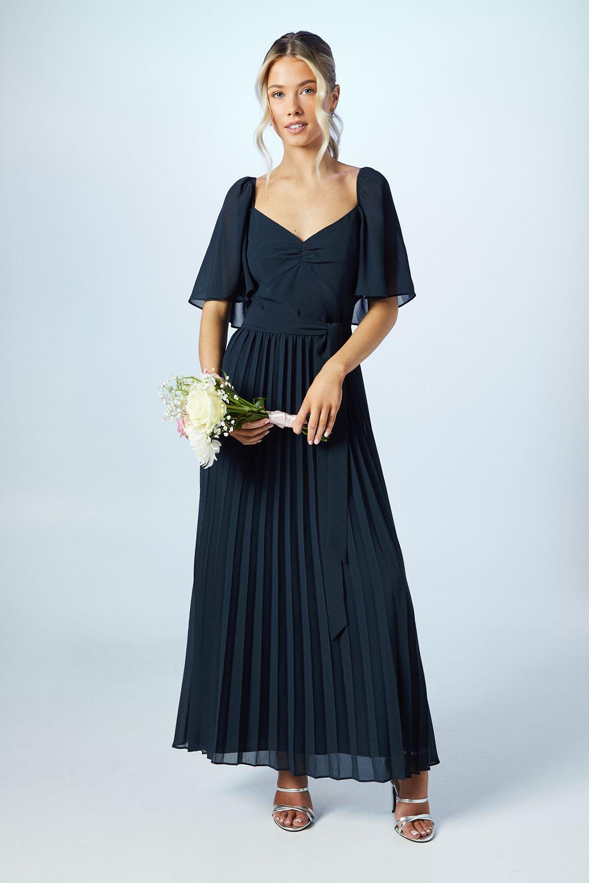 Teen Pleated Georgette Angel Sleeve Bridesmaid Dress by COAST