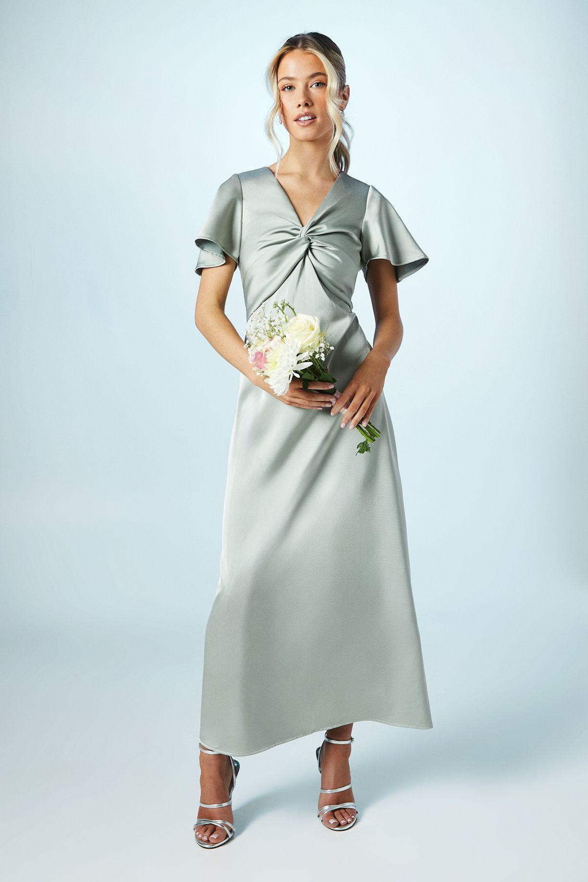 Teen Twist Front Angel Sleeve Bridesmaid Dress by COAST
