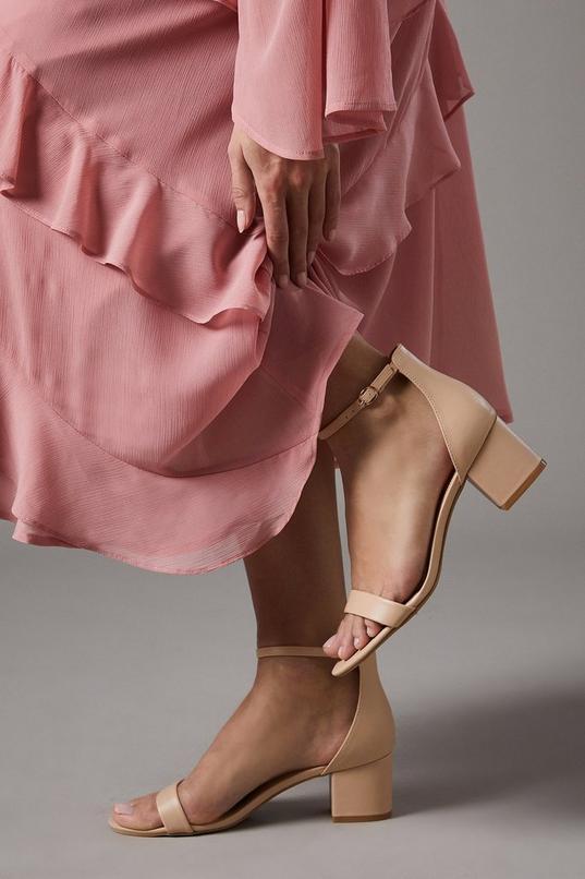 Thelma Faux Leather Ankle Strap Medium Block Heel Sandals by COAST