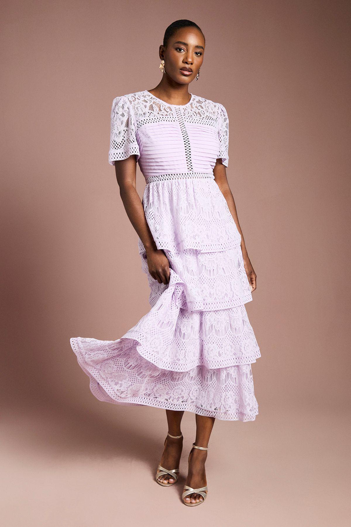 Tiered Lace Midi Dress by COAST
