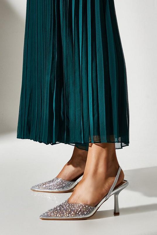 Tilly Diamante And Pearl SlingBack Pointed Court Shoes by COAST