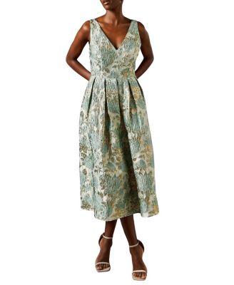 V-Neck Jacquard Midi Dress by COAST