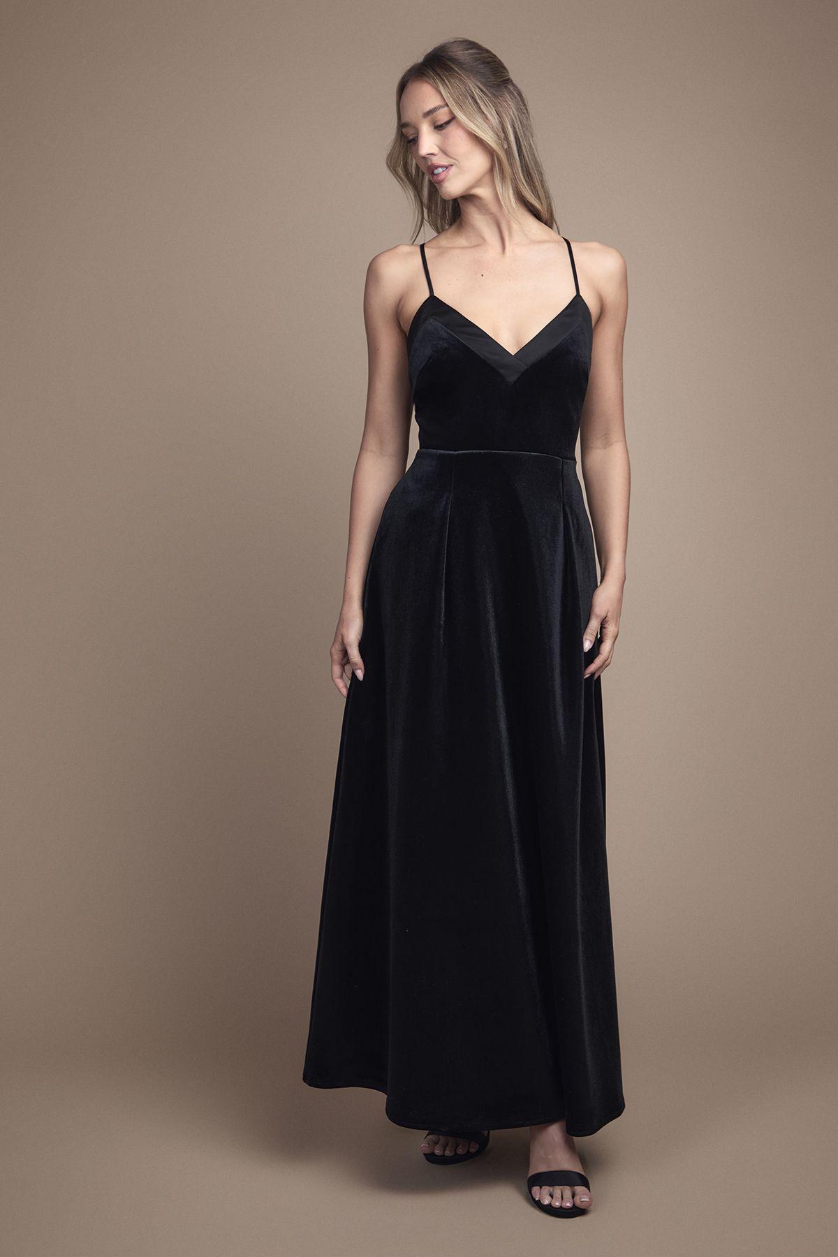 Velvet V Neck Strappy Low Back and Bow Detail Maxi Bridesmaid Dress by COAST