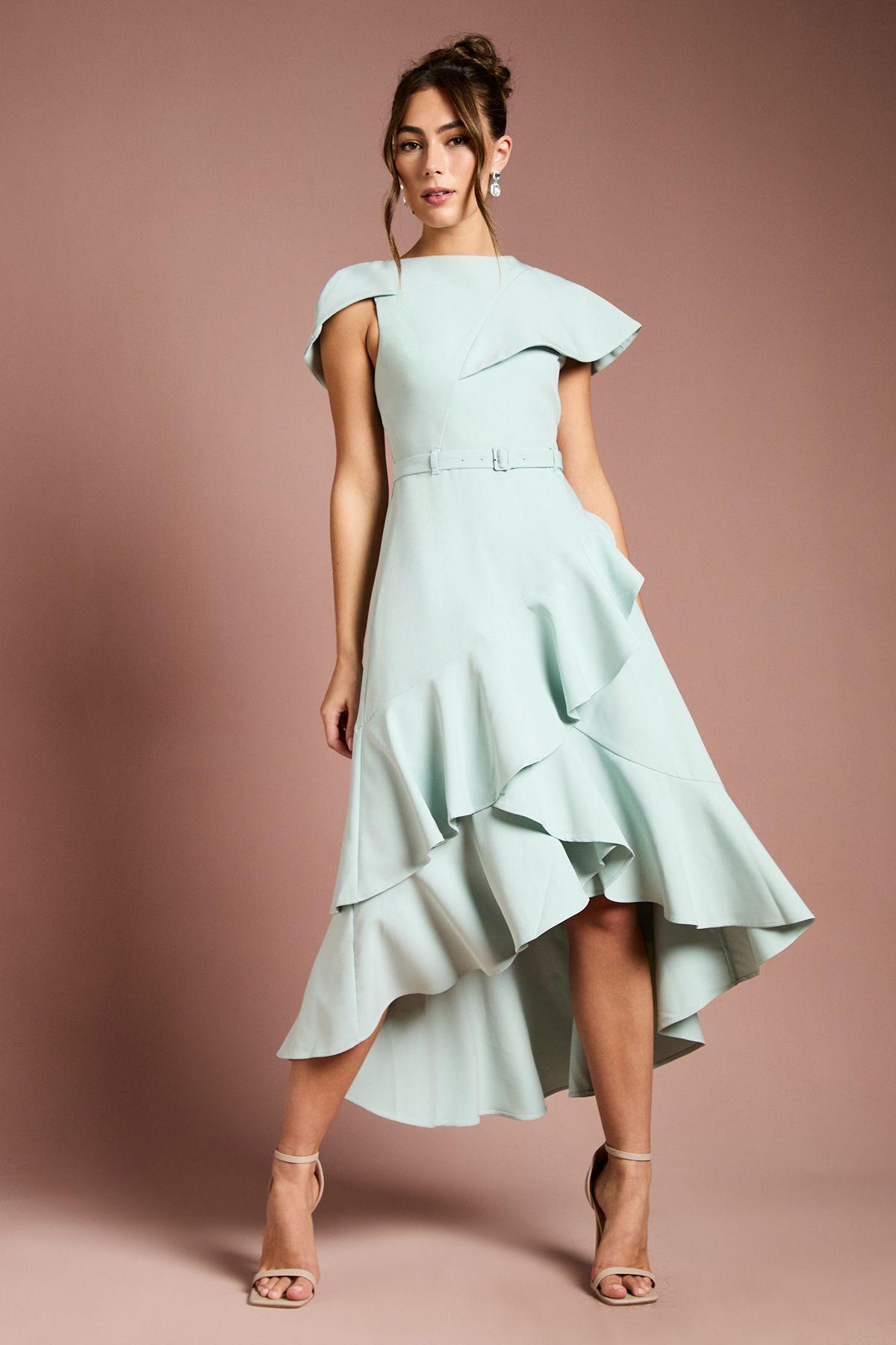 Waterfall Crepe Belted Midi Dress by COAST