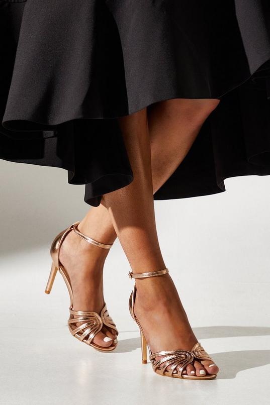 Wide Fit Tilda Faux Leather Lattice Front High Heel Sandals by COAST