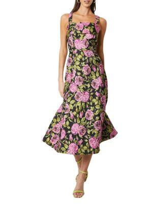 Wide Strap Jacquard Midi Dress by COAST