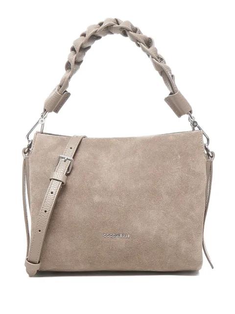 braided-handle suede shoulder bag by COCCINELLE