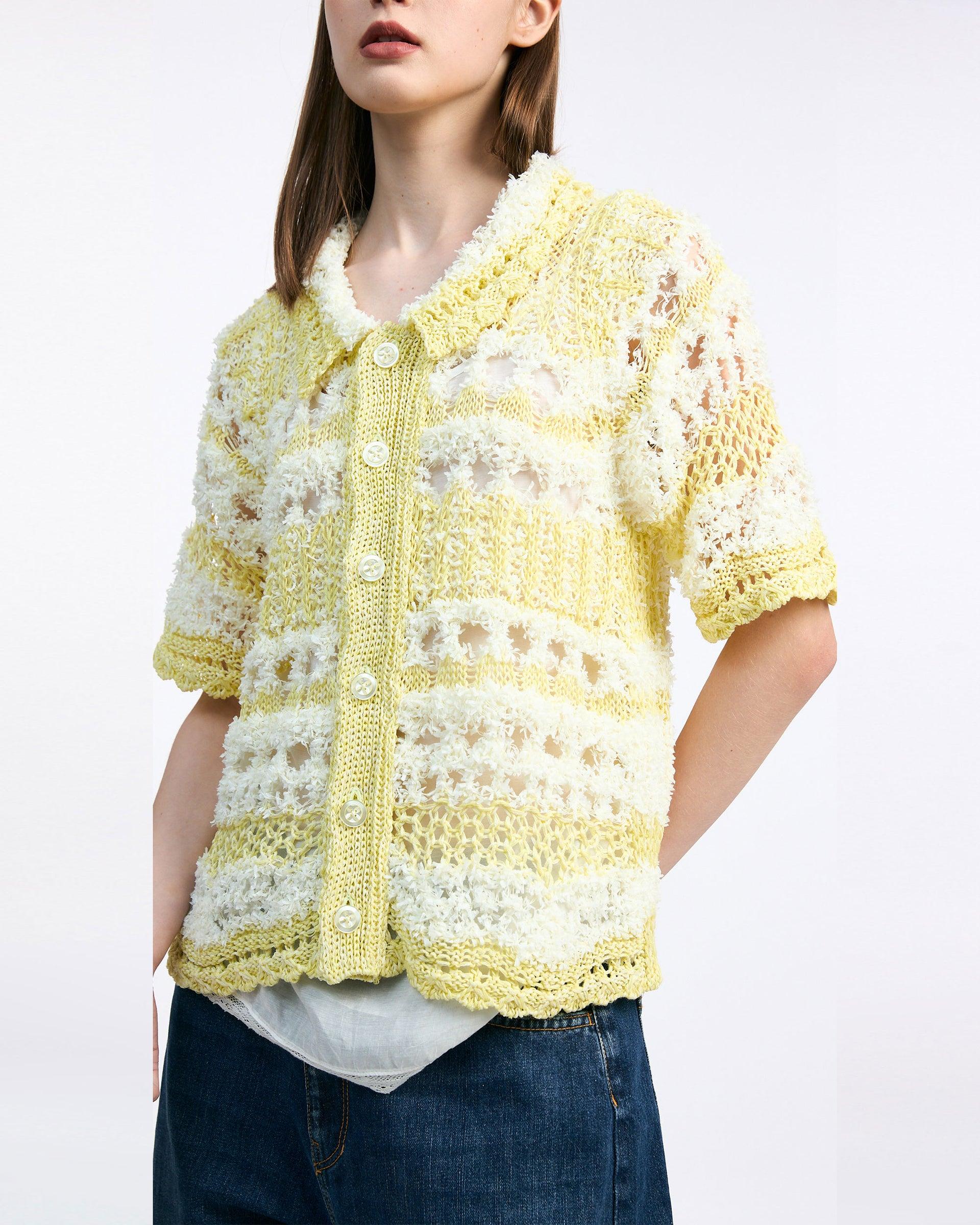 BOUSSOLE Crochet Short Sleeve Cardigan by COCKTAIL