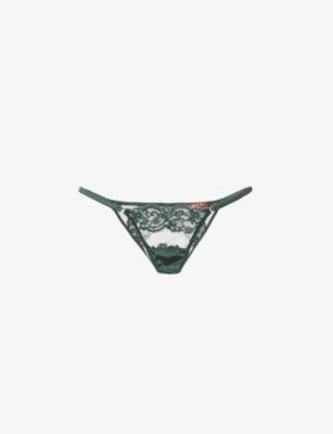 Seraphine embroidered mid-rise silk-blend open briefs by COCO DE MER