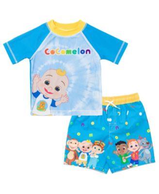 Toddler Boys Rash Guard and Swim Trunks Outfit Set by COCOMELON Toddler Boys Rash Guard and Swim Trunks Outfit Set by COCOMELON