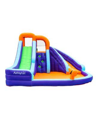 Double Slide Water Park with Climbing Wall & Water Cannon - Ages 5-12 by COCONUT OUTDOOR