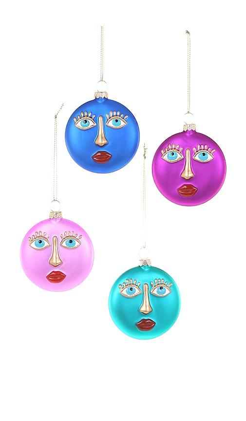Cody Foster & Co Set Of 4 La Face Ornament Assortment in Blue by CODY FOSTER&CO Cody Foster & Co Set Of 4 La Face Ornament Assortment in Blue by CODY FOSTER&CO