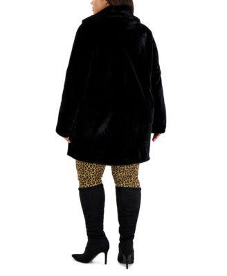 Juniors' Trendy Plus Size Faux-Fur Coat by COFFEESHOP