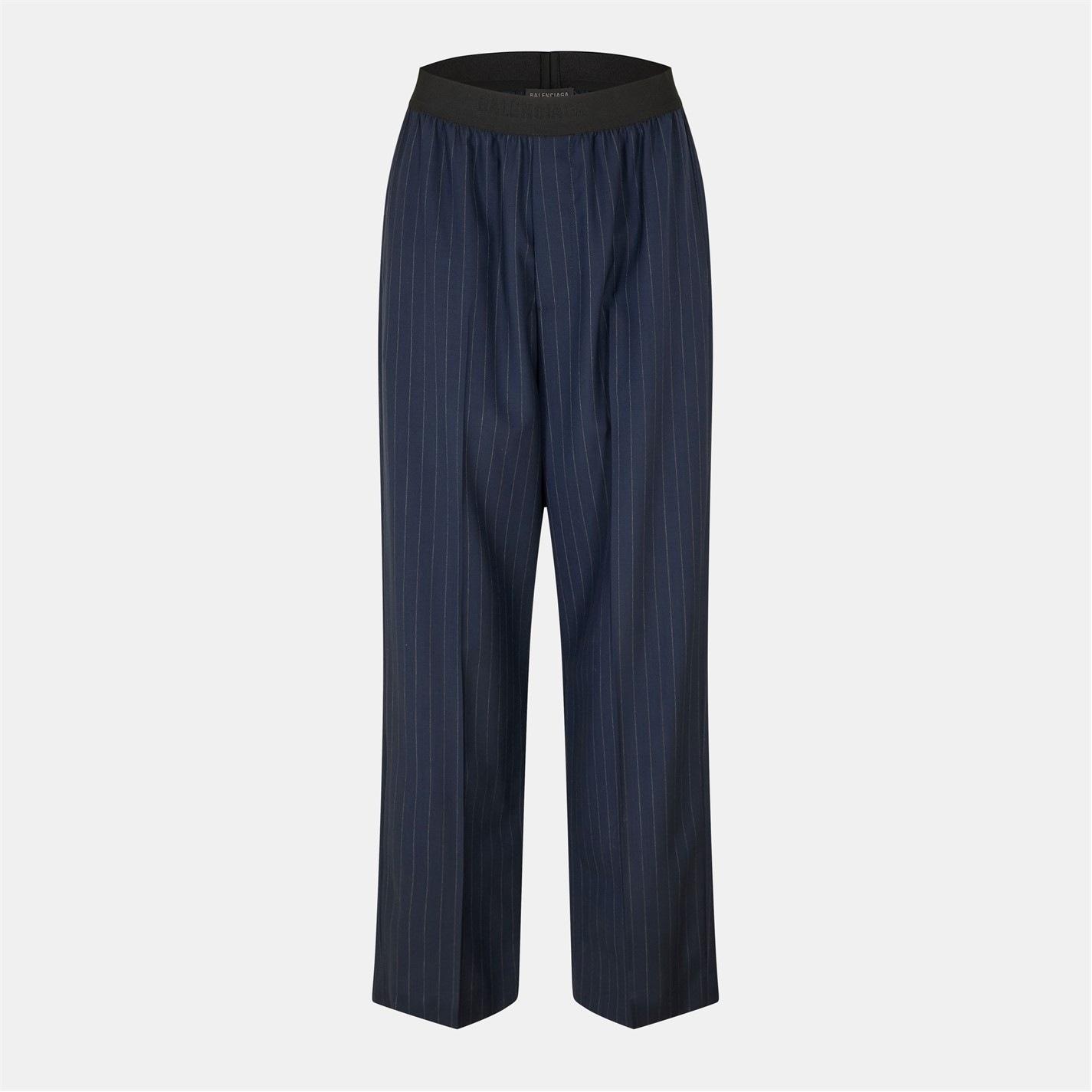 BALENCIAGA Women's Pinstripe Wide Leg Trousers by COGGLES BALENCIAGA Women's Pinstripe Wide Leg Trousers by COGGLES