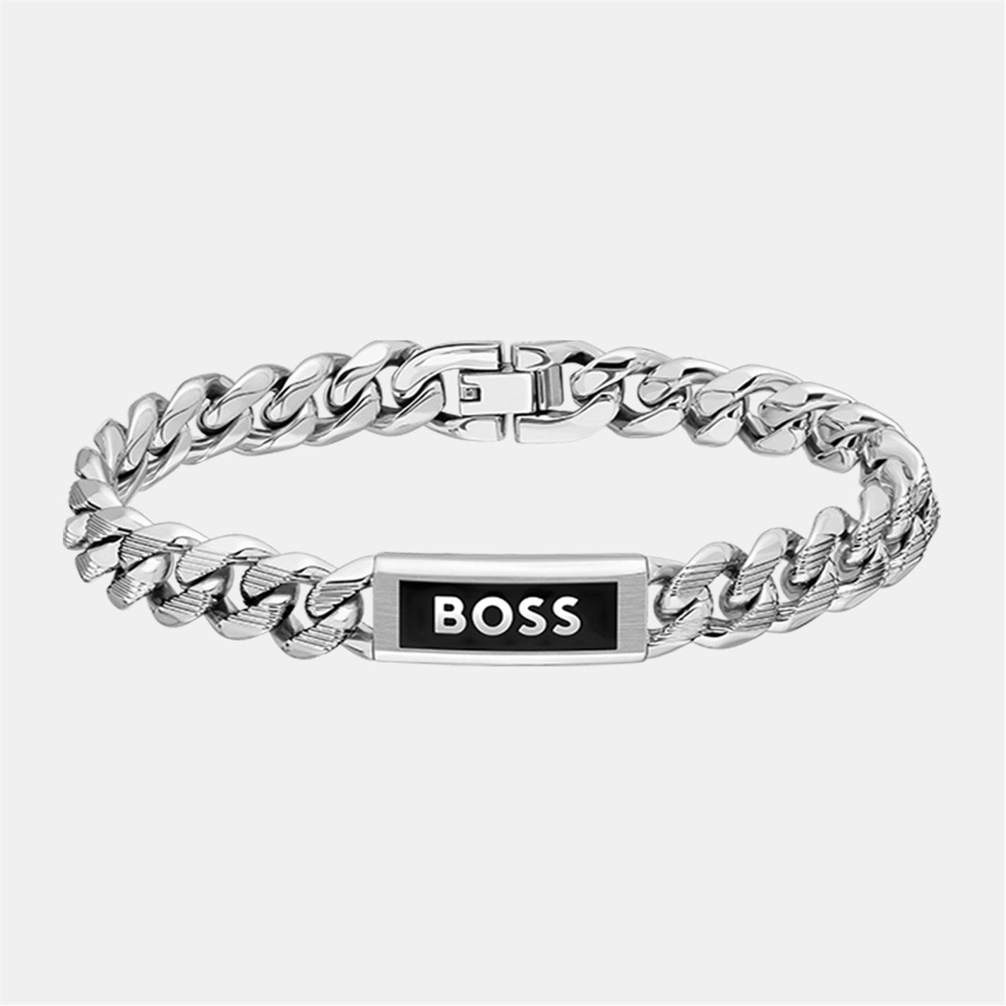 Boss Gents BOSS Kassy Emblem Stainless Steel Black IP Pendant Bracelet by COGGLES