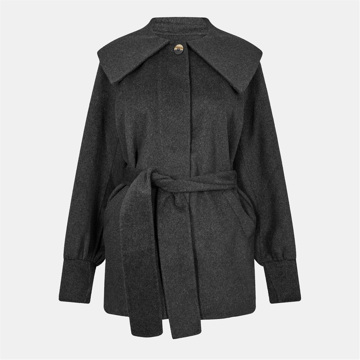GANNI Women's Wool Belt Pea Coat by COGGLES