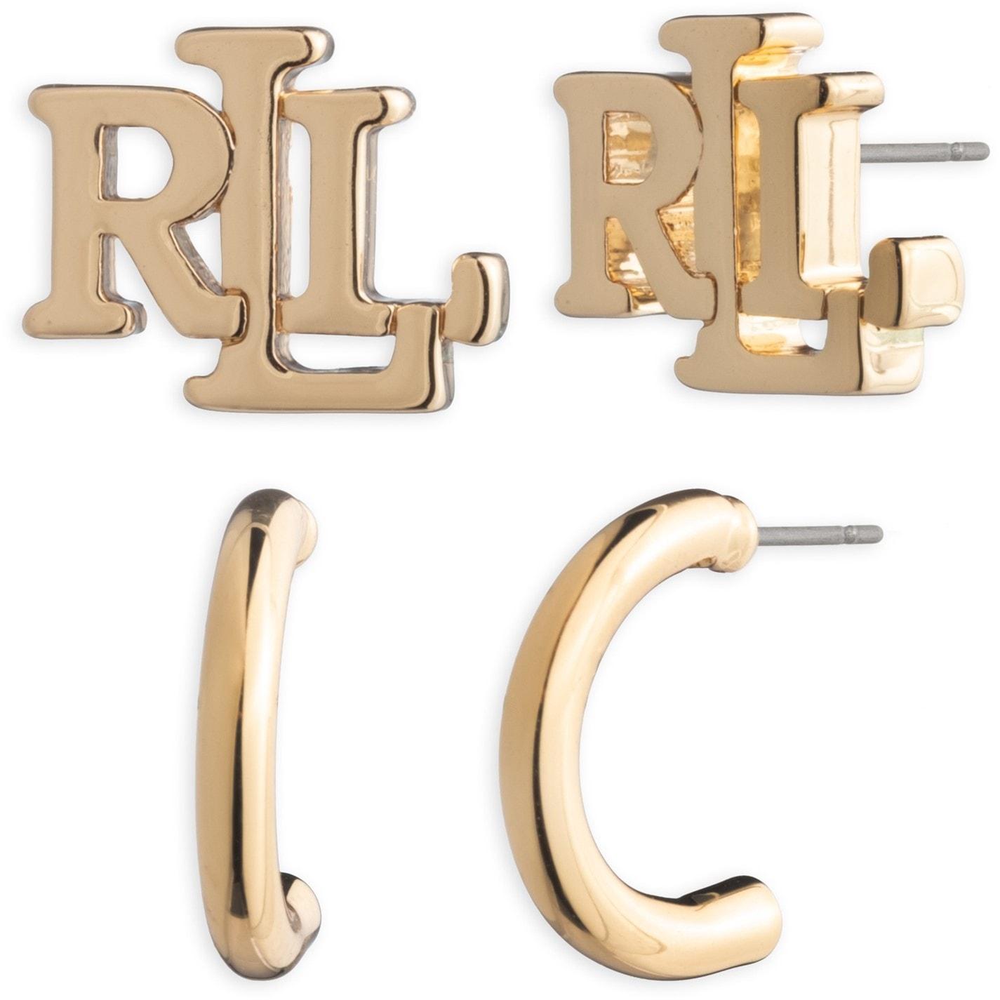 LAUREN RALPH LAUREN Lauren Ralph Lauren Gold Logo & Hoop Earring Set by COGGLES