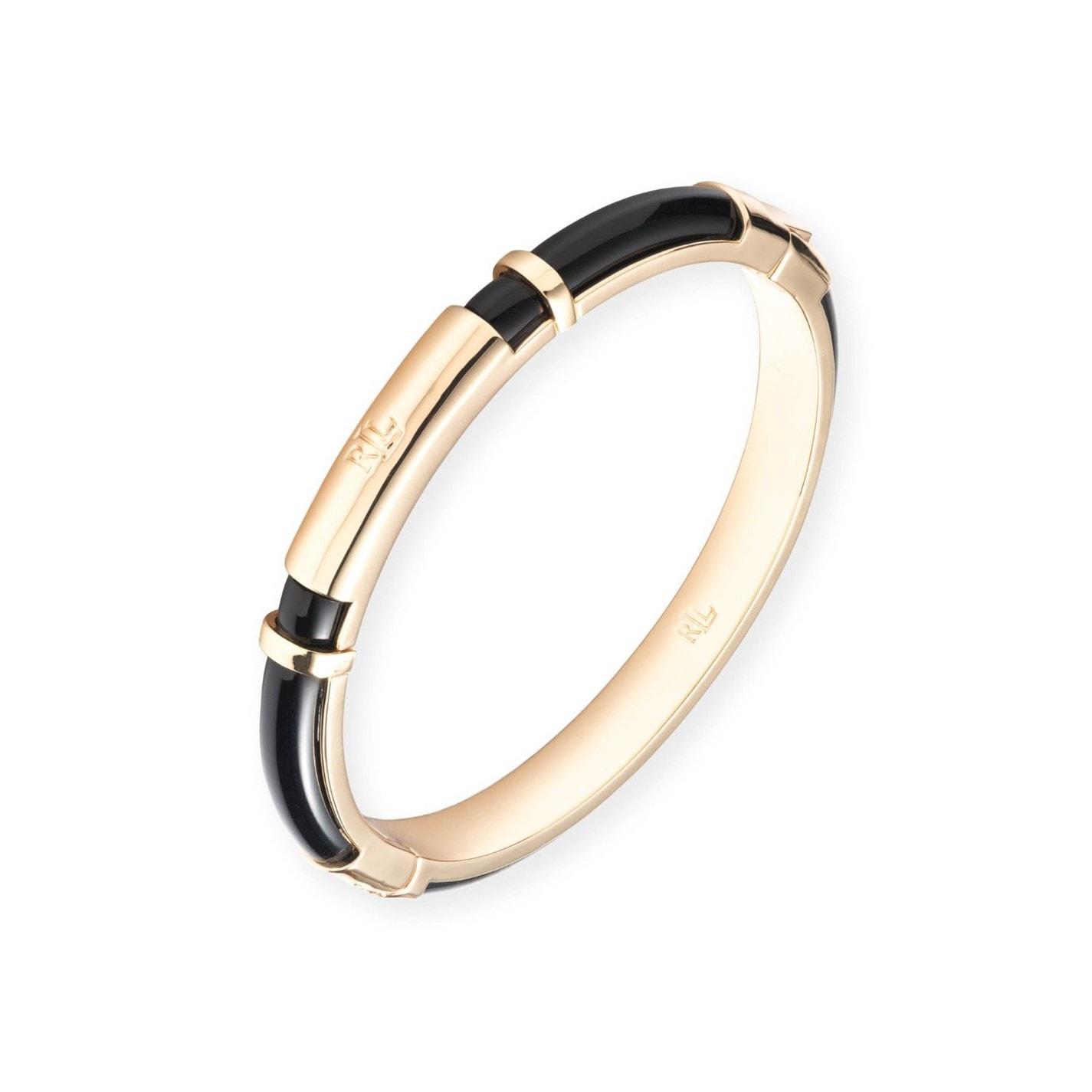 LAUREN RALPH LAUREN Lauren Ralph Lauren Gold & Black Logo Hinge Bangle by COGGLES