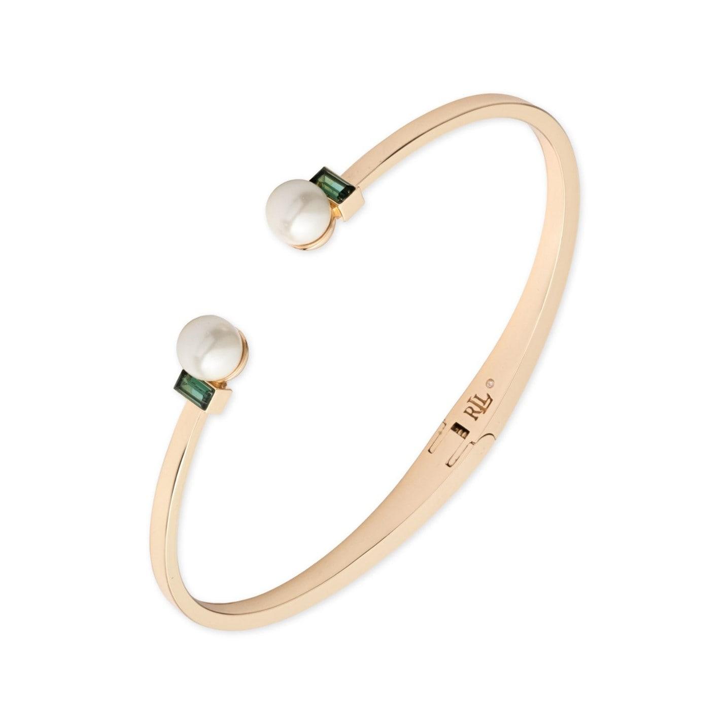 LAUREN RALPH LAUREN Lauren Ralph Lauren Gold & Erinite Faux Pearl Cuff Bangle by COGGLES