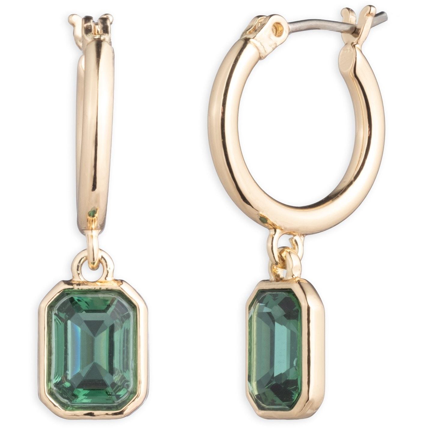 LAUREN RALPH LAUREN Lauren Ralph Lauren Gold & Green Huggie Hoop Earrings by COGGLES