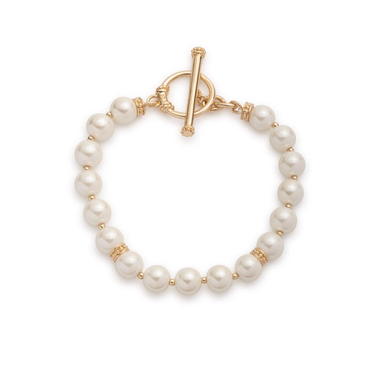 LAUREN RALPH LAUREN Lauren Ralph Lauren Gold & Pearl Beaded Toggle Bracelet by COGGLES