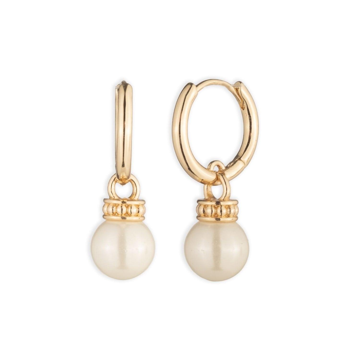 LAUREN RALPH LAUREN Lauren Ralph Lauren Gold & Pearl Drop Huggie Earrings by COGGLES