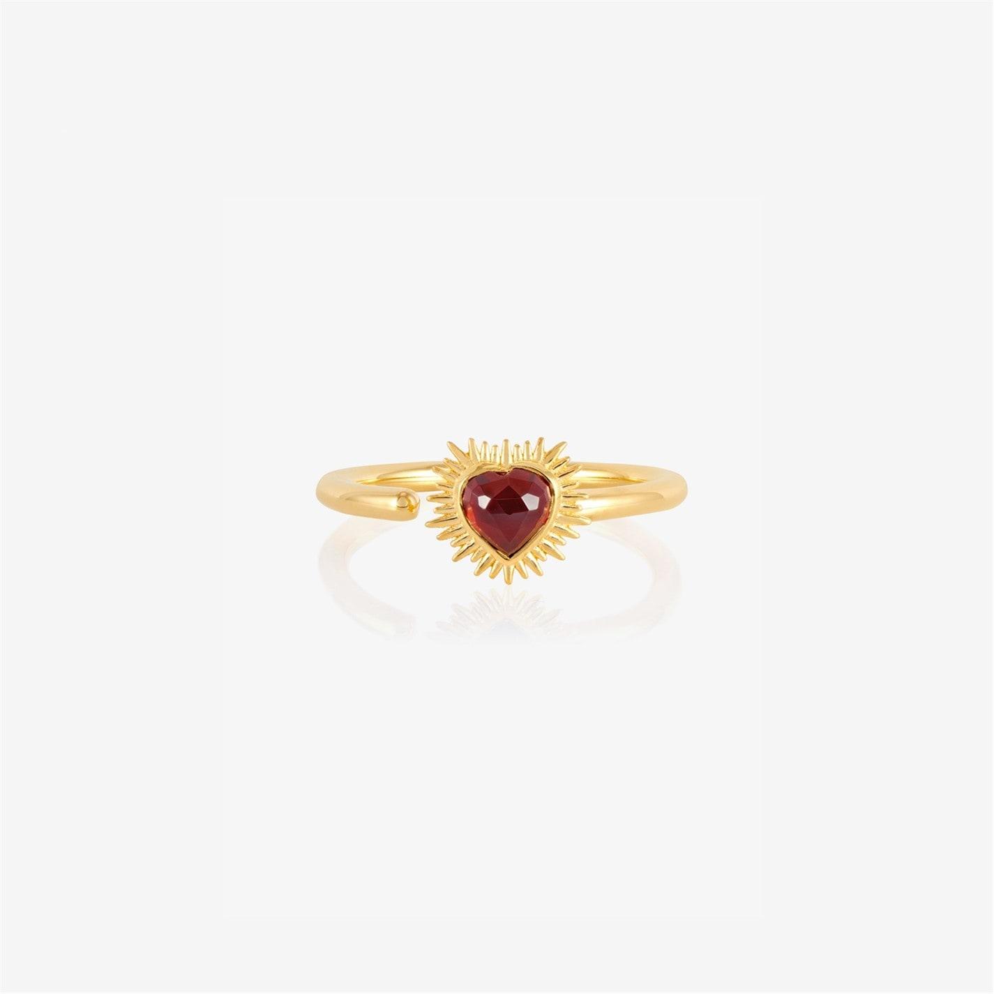 RACHEL JACKSON LONDON Women's Adjustable Electric Love Mini Garnet Heart Band Ring by COGGLES