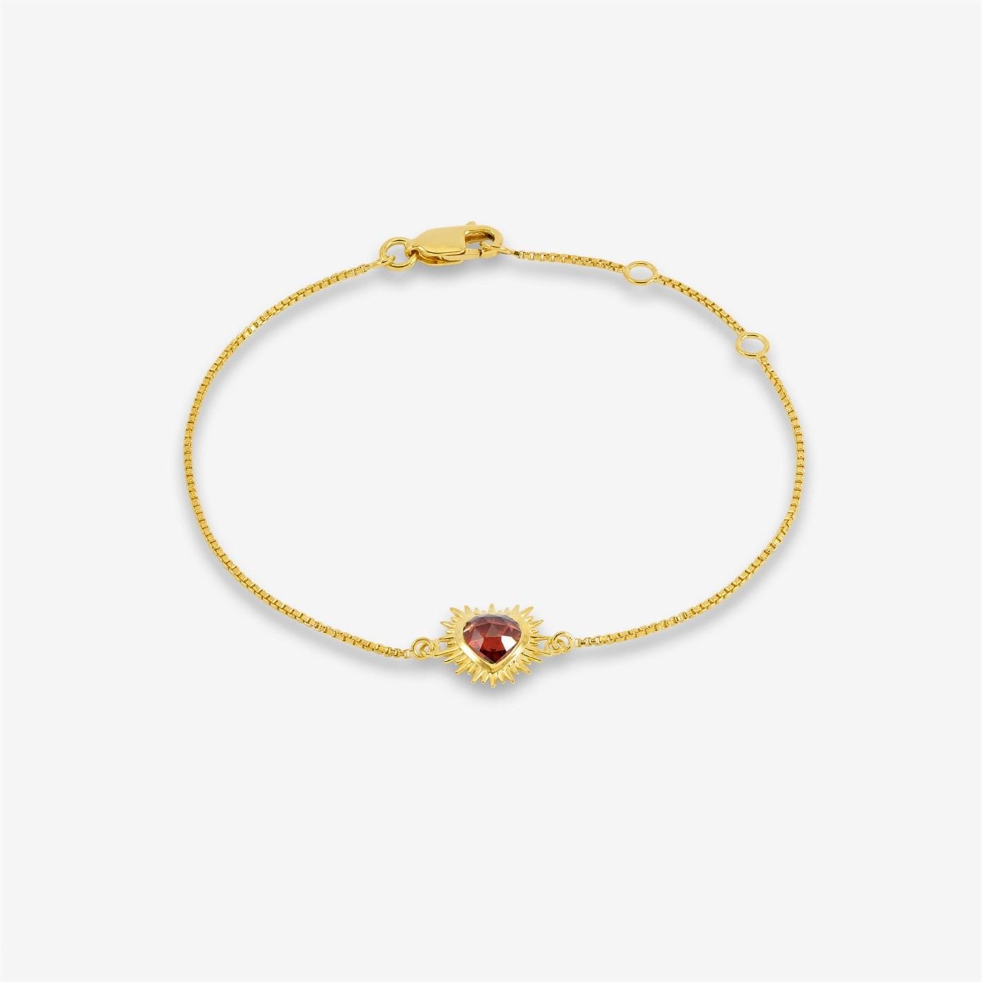 RACHEL JACKSON LONDON Women's Electric Love Garnet Heart Chain Bracelet by COGGLES