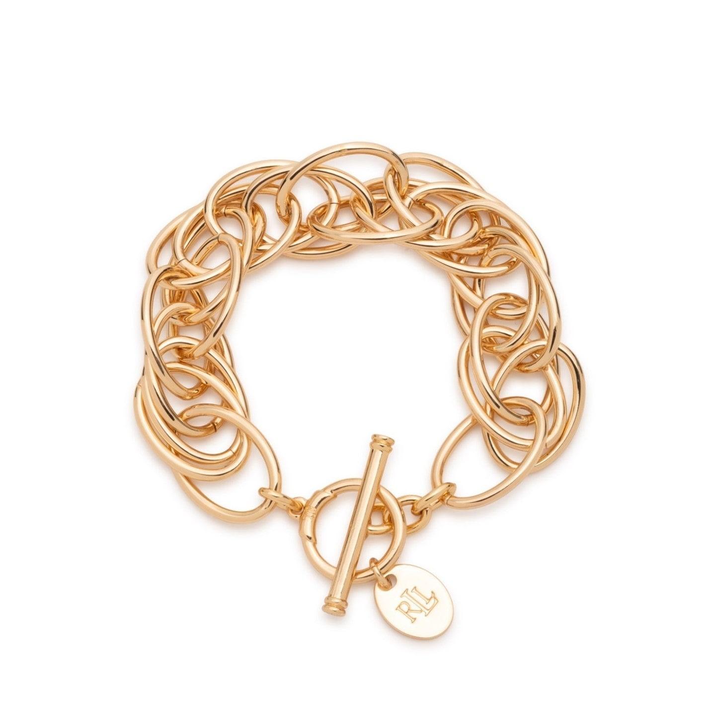 RALPH LAUREN Lauren Ralph Lauren Gold Logo Charm Chain Bracelet by COGGLES