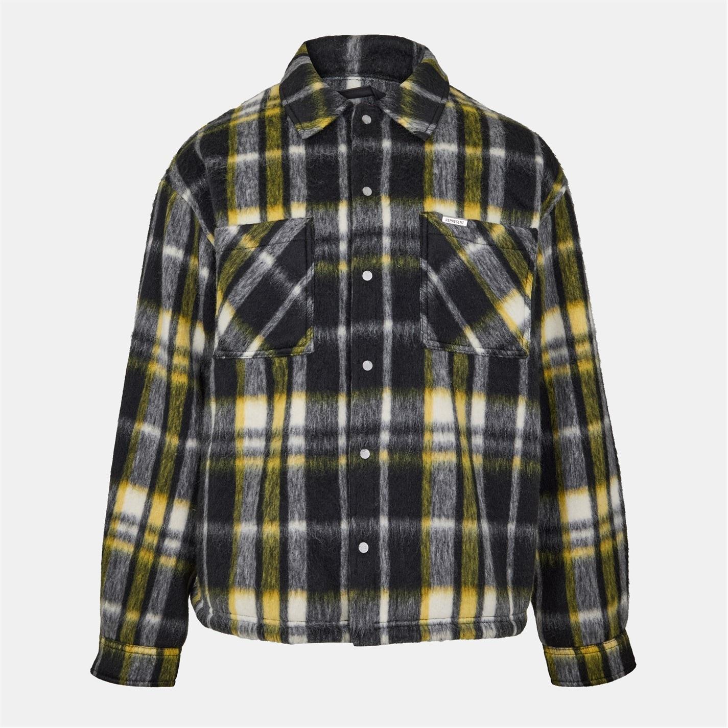 REPRESENT Men's Check Button-Through Structured Overshirt by COGGLES