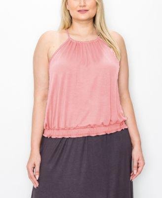 Plus Size Elastic Waist Halter Tank Top by COIN 1804