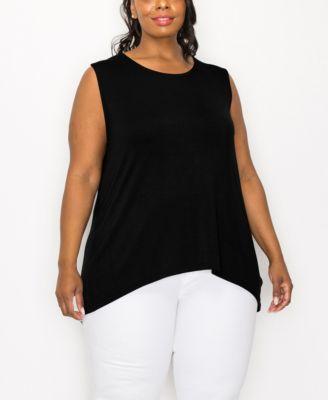 Plus Size Rayon Span Keyhole Button Back Tank Top by COIN 1804 Plus Size Rayon Span Keyhole Button Back Tank Top by COIN 1804