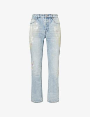 Paint-Marked Straight-Leg Denim Jeans by COLE BUXTON
