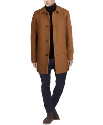 Men's Classic-Fit Car Coat with Faux-Leather Trim by COLE HAAN