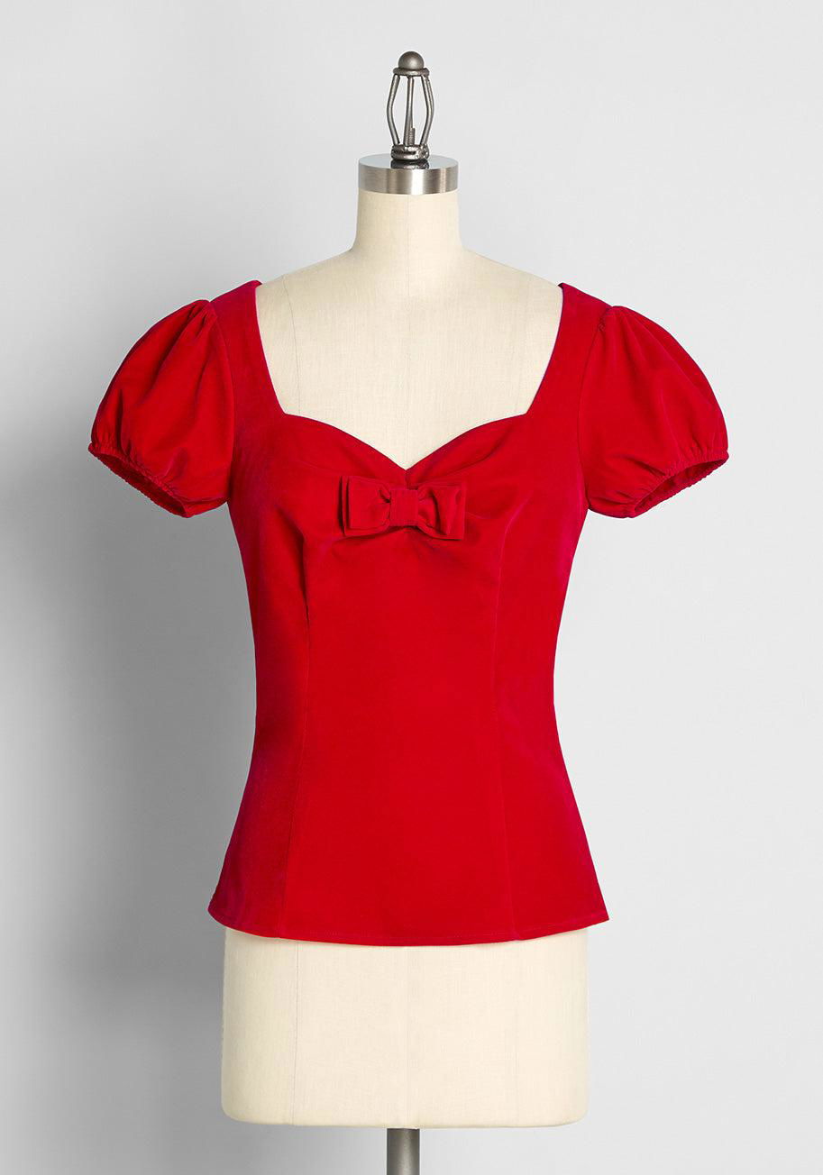 Collectif Gorgeously Gift Wrapped Velvet Top by COLLECTIF