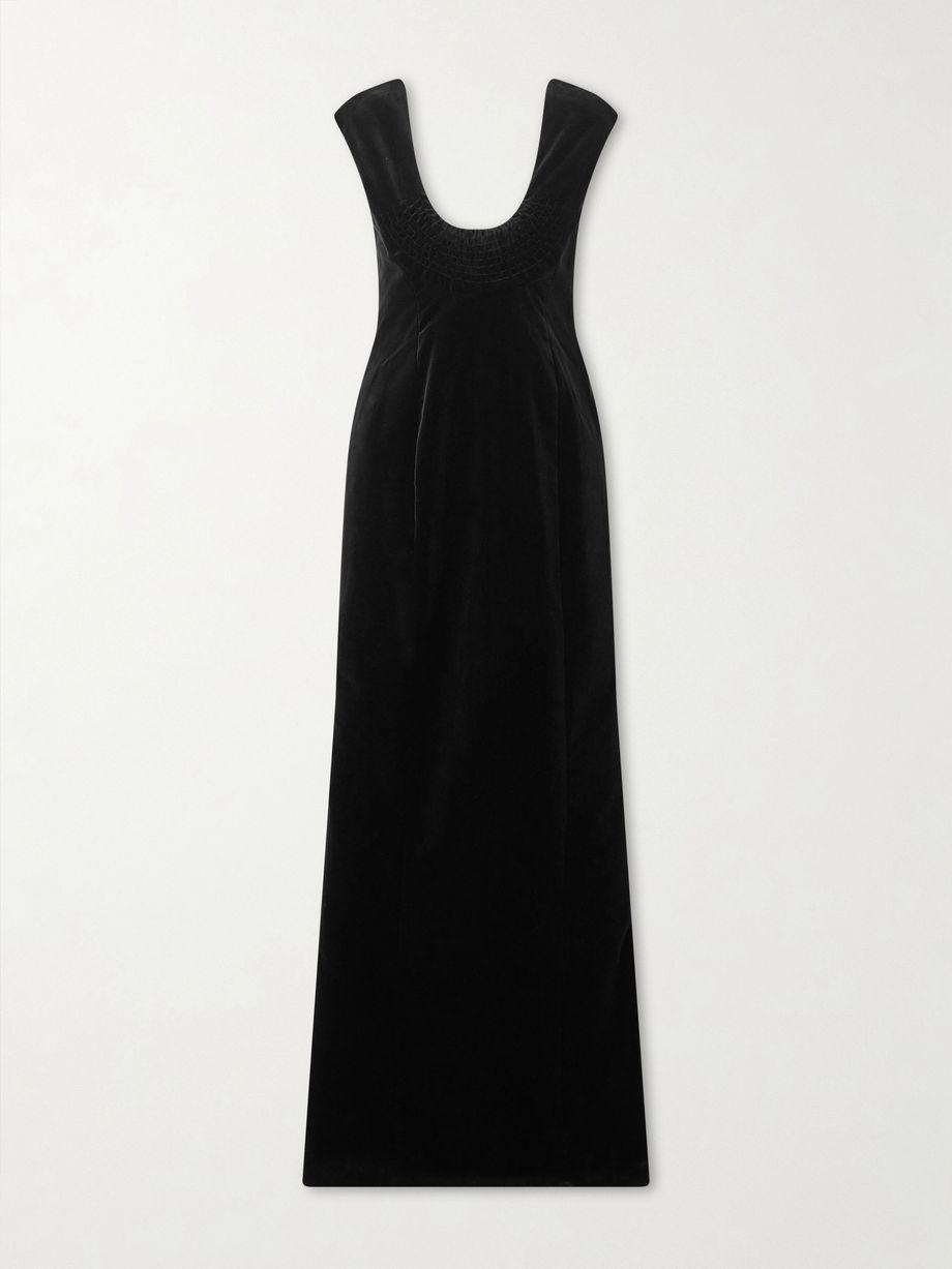 Shirred cotton-velvet gown by COLLEEN ALLEN