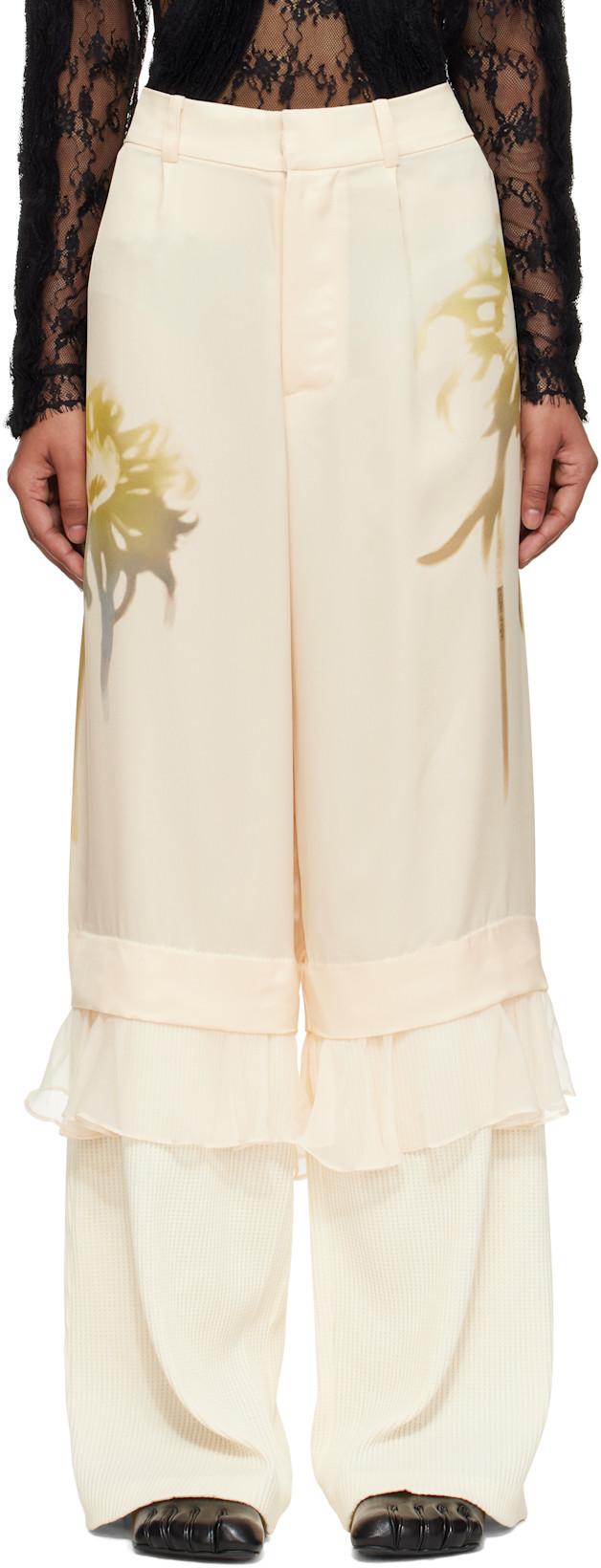 Beige Geranium Trousers by COLLINA STRADA