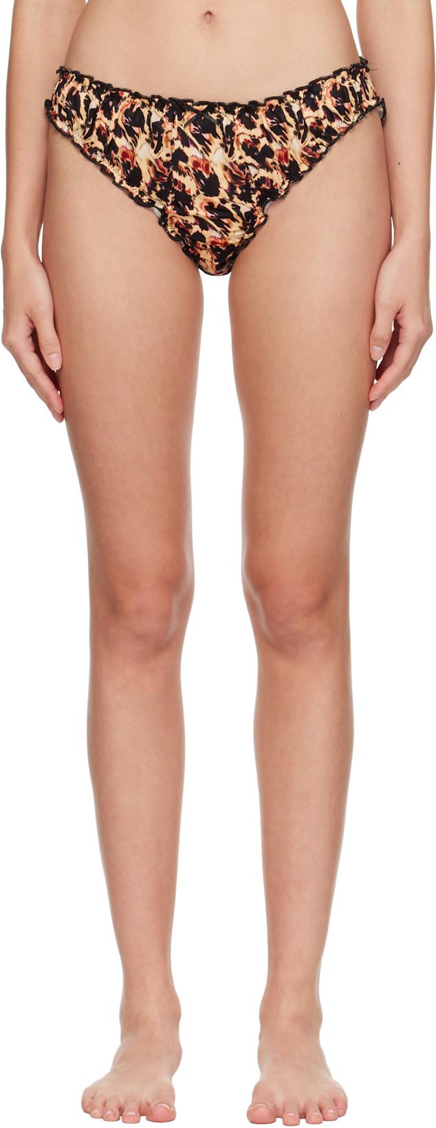 Beige & Black Leopard Peony Magnolia Briefs by COLLINA STRADA