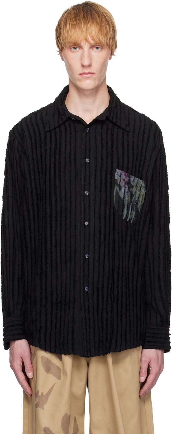 Black Convention Button Up Shirt by COLLINA STRADA