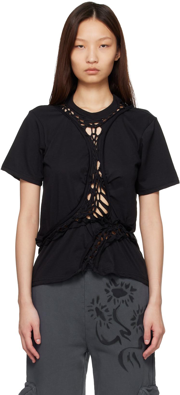 Black Organic Cotton Mini Tosh T-shirt by COLLINA STRADA