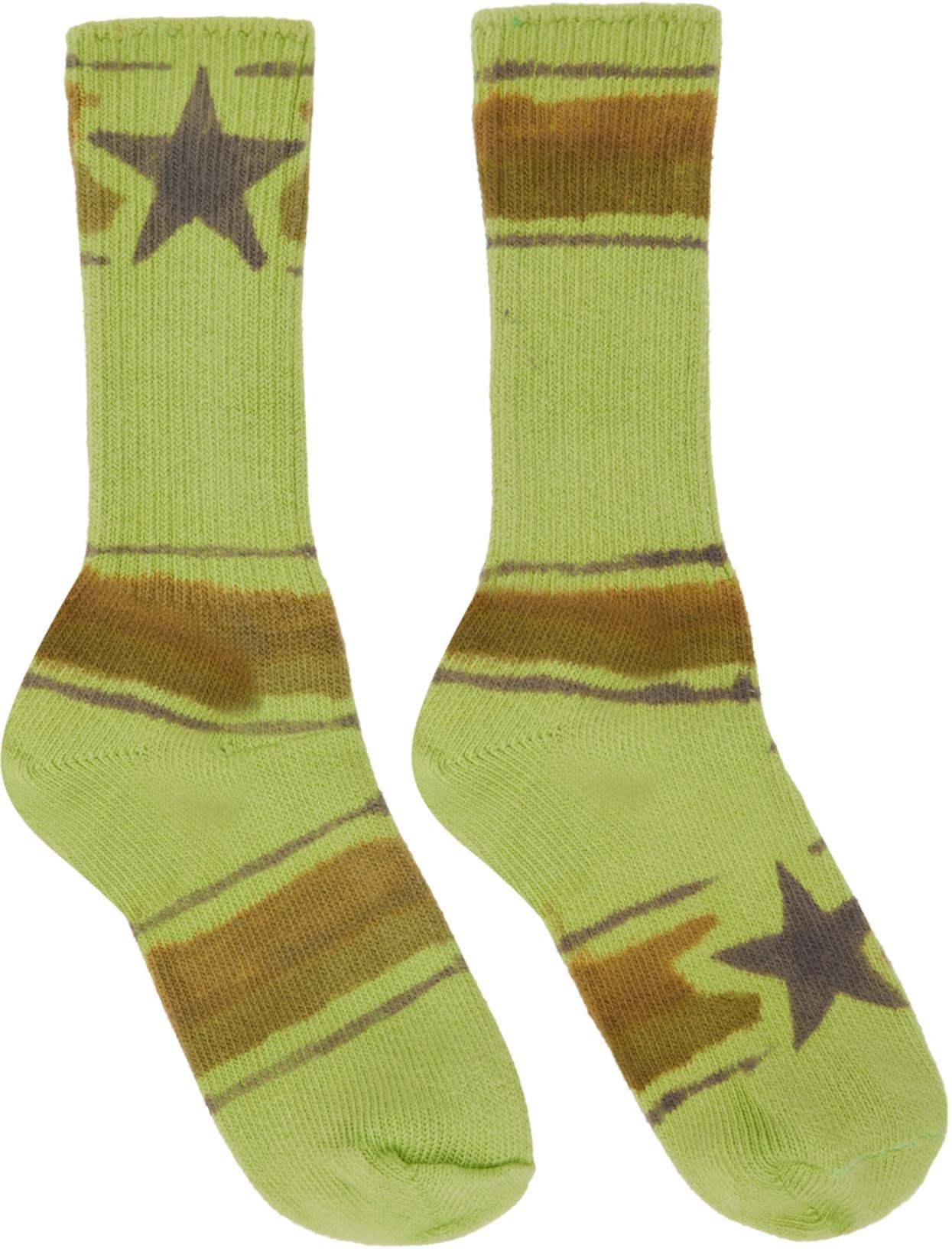 Green Dyed Striped Socks by COLLINA STRADA