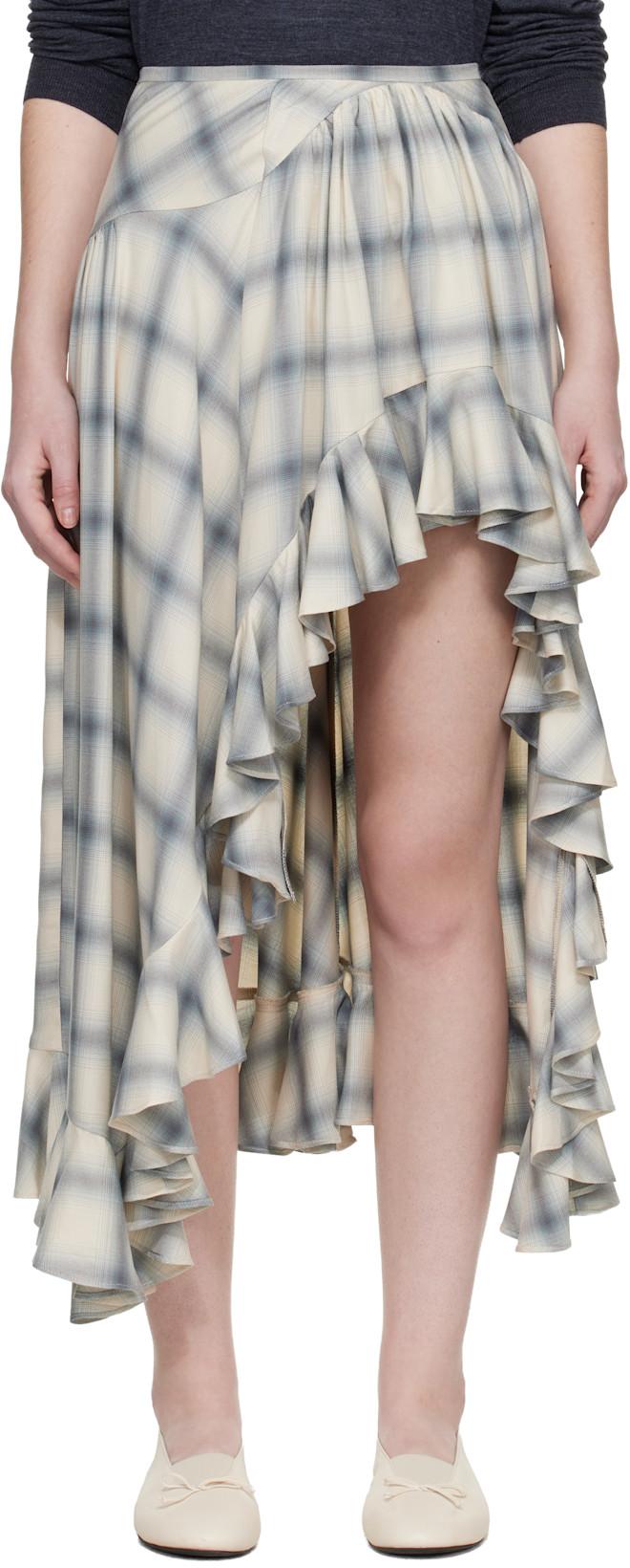 Off White Florist Midi Skirt by COLLINA STRADA