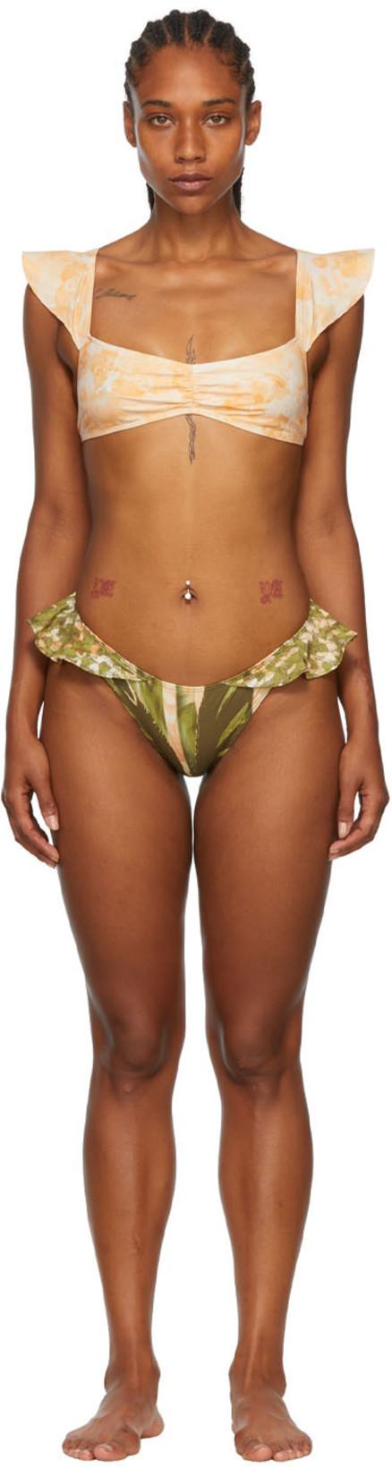 SSENSE Exclusive Khaki Recycled Nylon Bikini by COLLINA STRADA