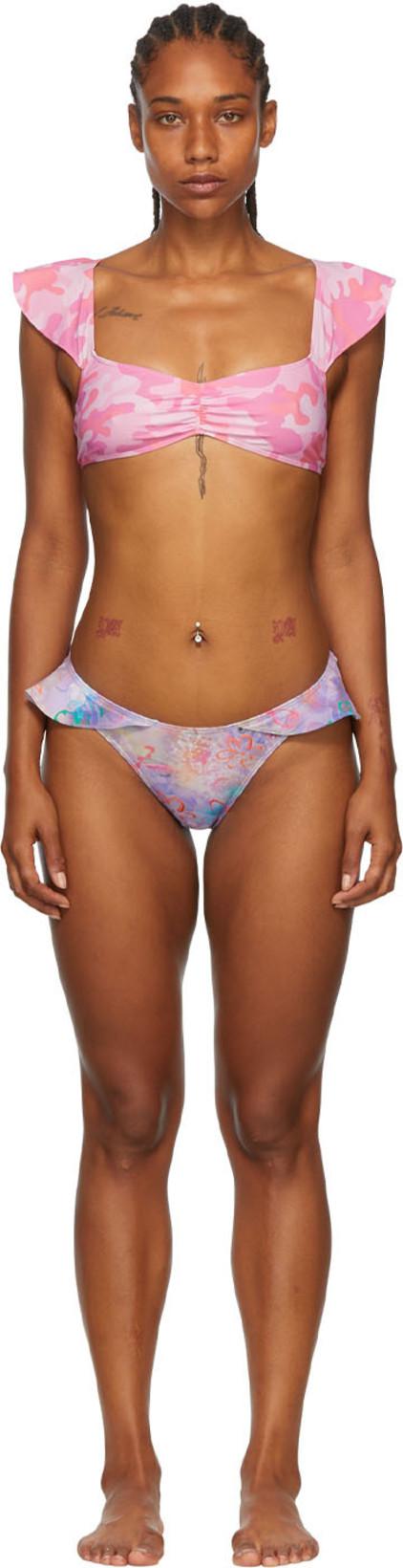 SSENSE Exclusive Purple Recycled Nylon Bikini by COLLINA STRADA